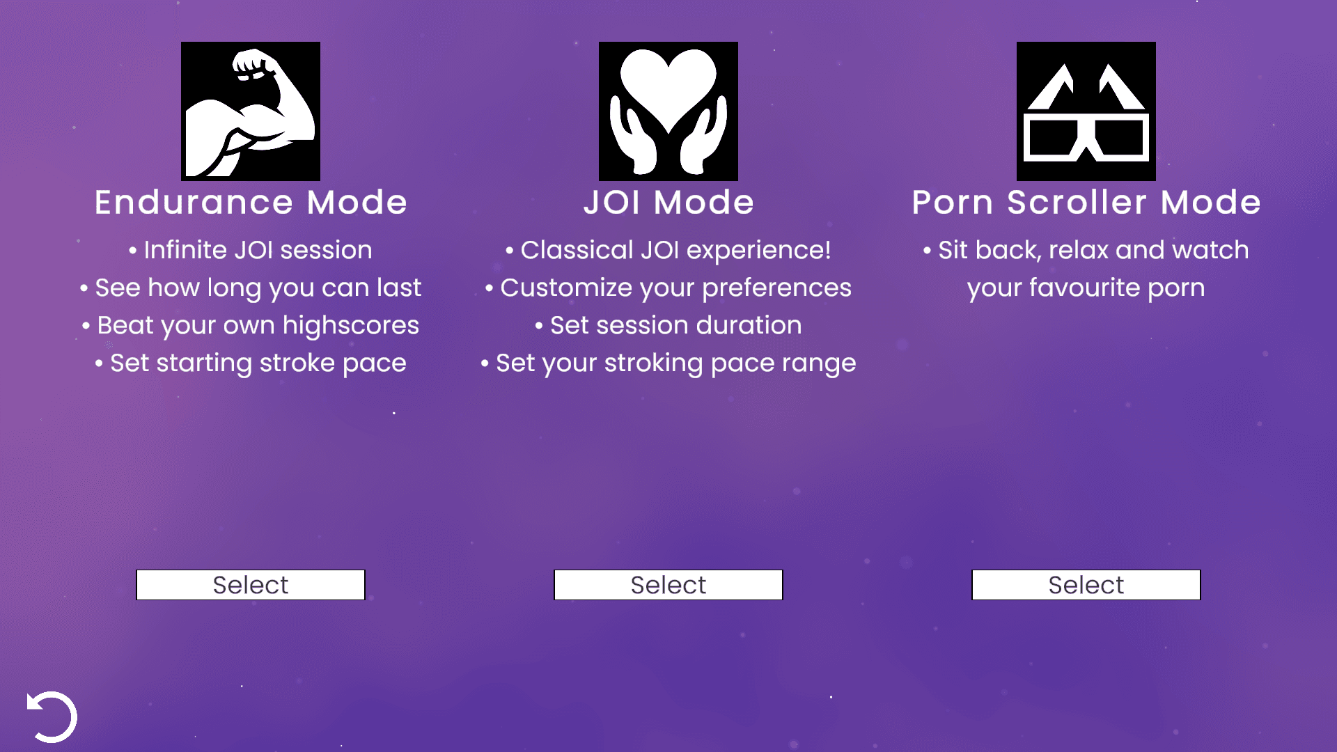 YAJOIG game mode selection screen